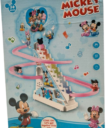 Interactive Mickey Mouse slide track toy designed for children.