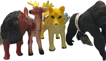 Multicolored wild animal rubber toy set