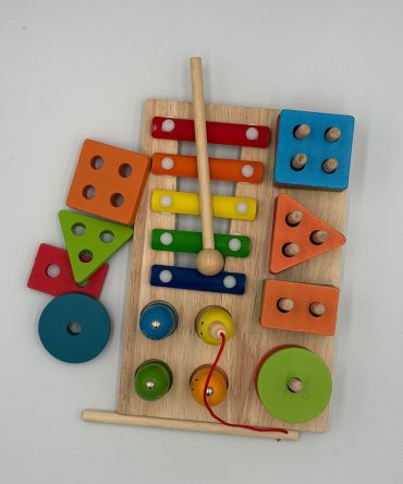 3-in-1 Wooden Montessori Column Toy Set – Shape Sorter