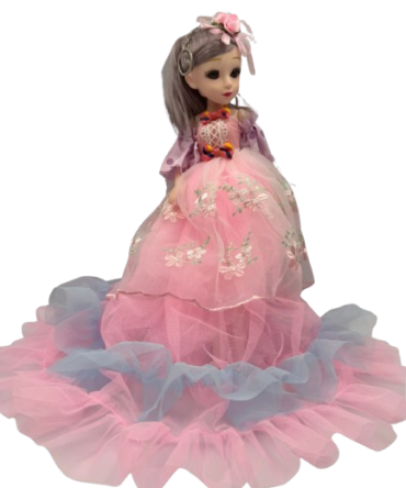 Doll dress featuring embroidered flower