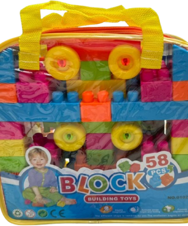 Puzzle Blocks set with 58 pieces of colorful