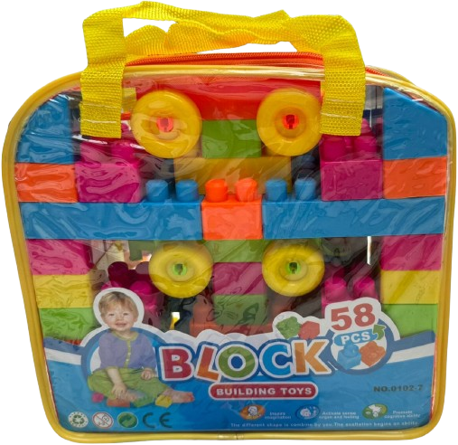 Puzzle Blocks set with 58 pieces of colorful