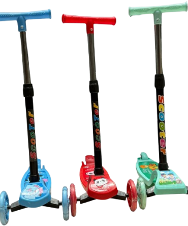 Three-wheeled kick scooters